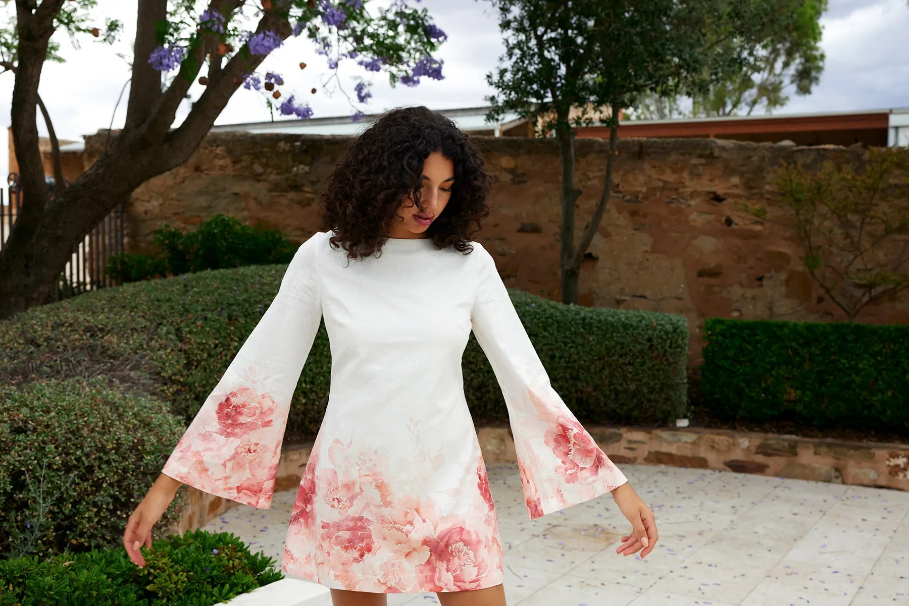 MAGGIE DRESS IN PEONY/ANTIQUE
