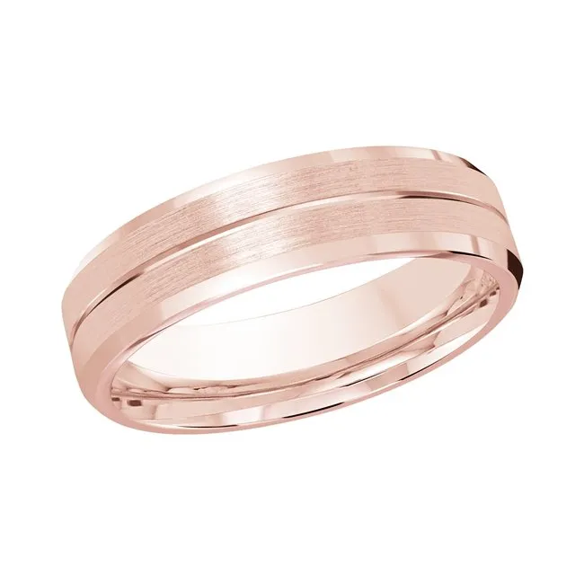 Malo (10K, 14K, 18K) Rose Gold (6mm) Satin and High Polished Wedding Band