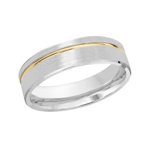 Malo 10K White & Yellow Gold (6mm) Satin and High Polished Wedding Band
