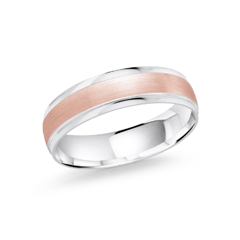 Malo 10K White and Rose Gold (5mm) Satin Center and High Polished Sides Wedding Band