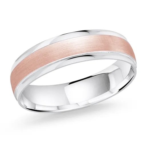 Malo 10K White and Rose Gold (5mm) Satin Center and High Polished Sides Wedding Band