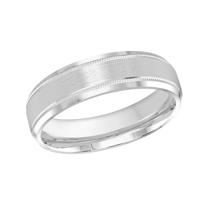 Malo 10K White Gold (6mm) Satin Center and High Polished Sides Wedding Band