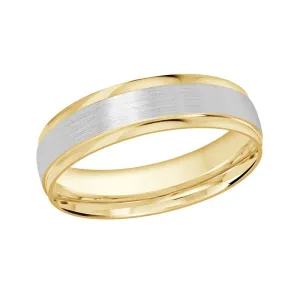Malo 10K Yellow and White Gold (5mm) Satin Center and High Polished Sides Wedding Band
