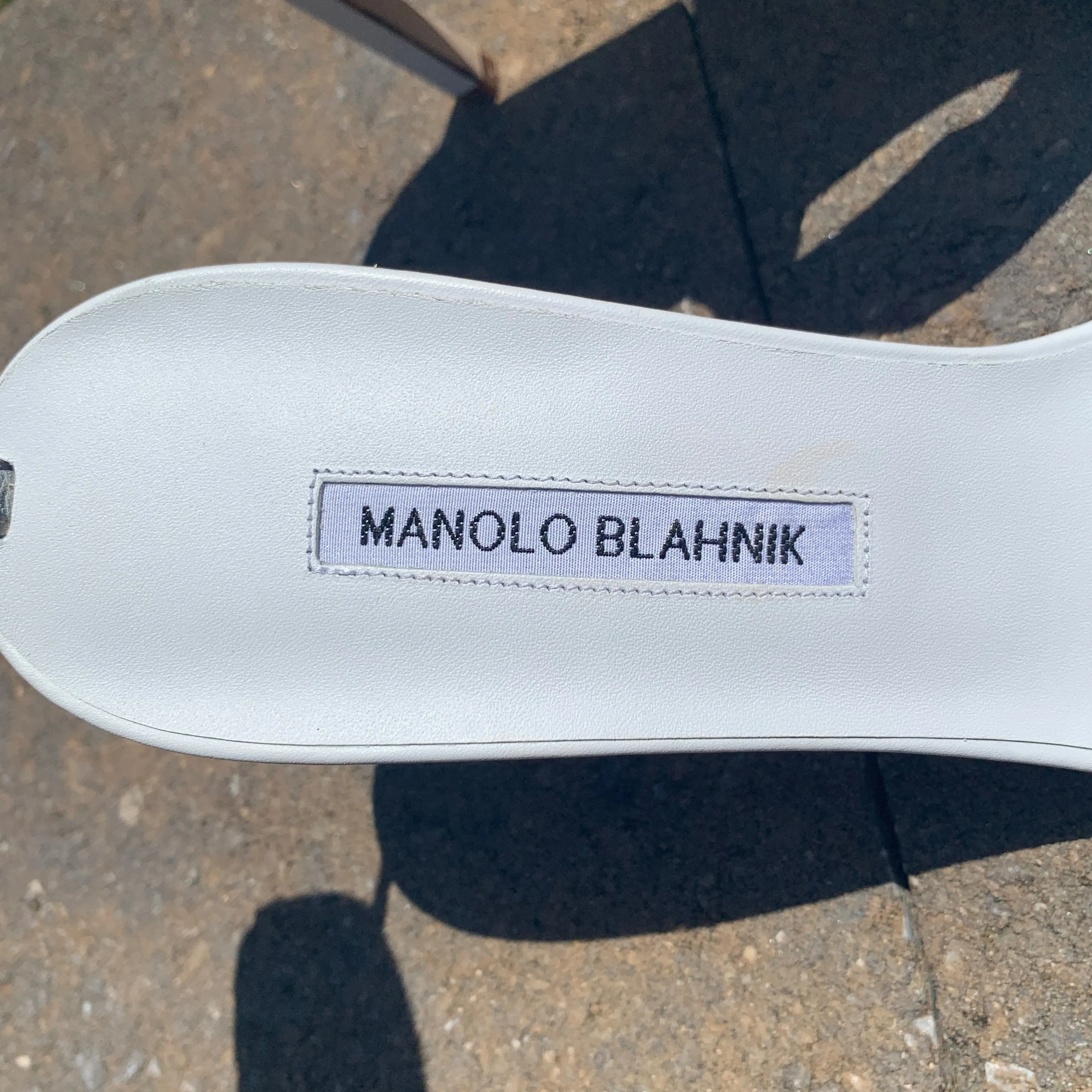 Manolo Blahnik Rocco Studded-toe Heeled Sandal in White