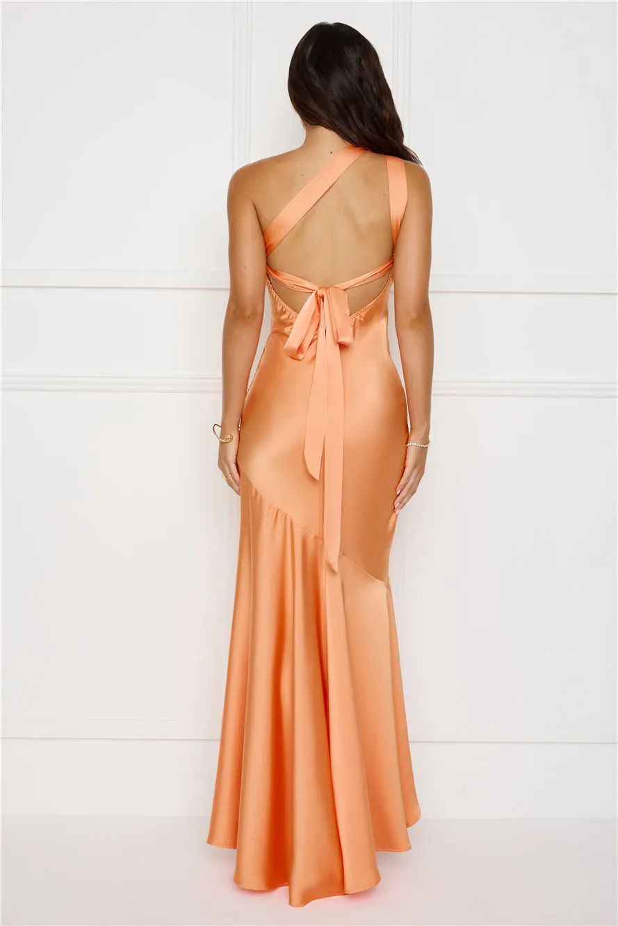Masquerade Energy One Shoulder Satin Maxi Dress Orange