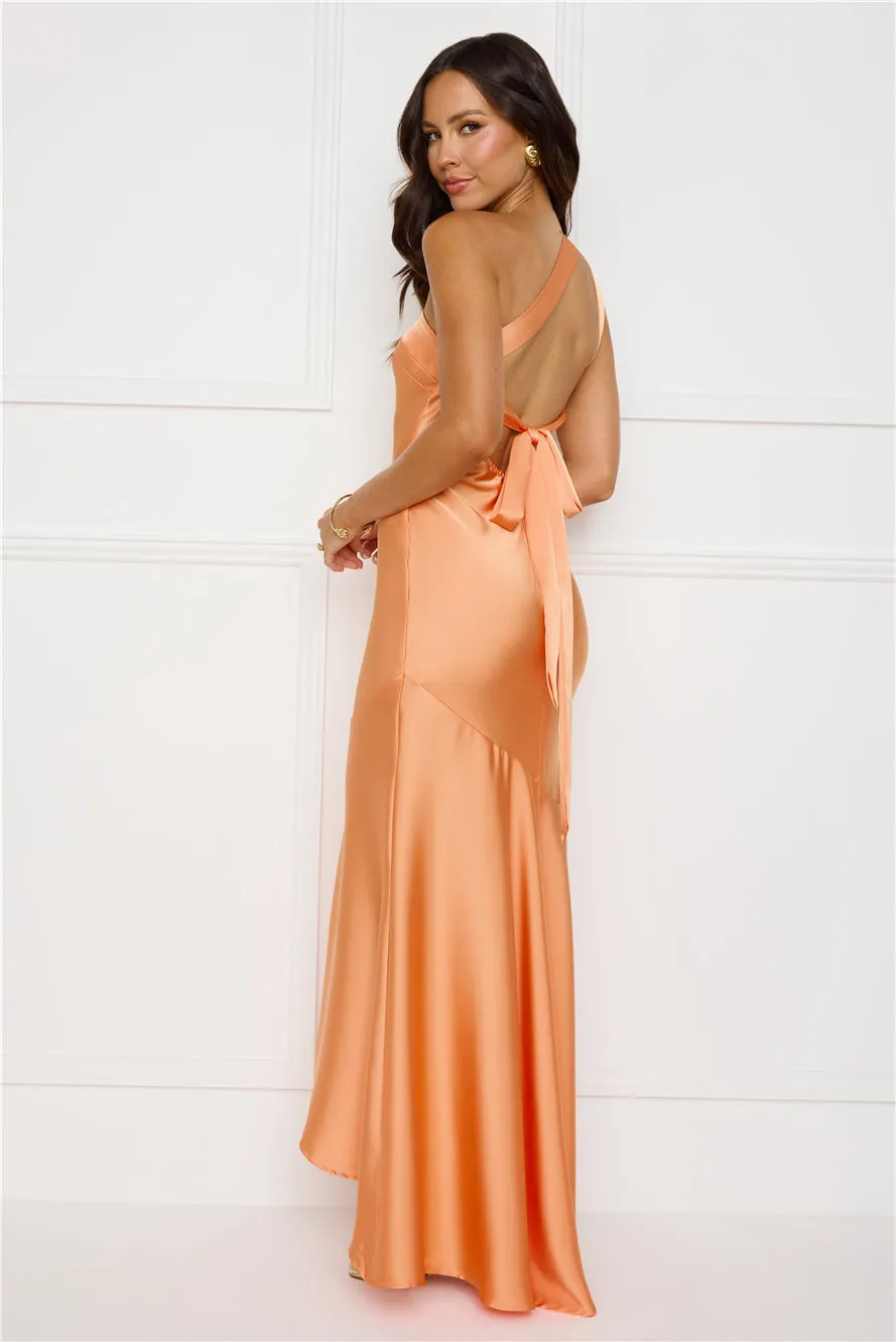 Masquerade Energy One Shoulder Satin Maxi Dress Orange