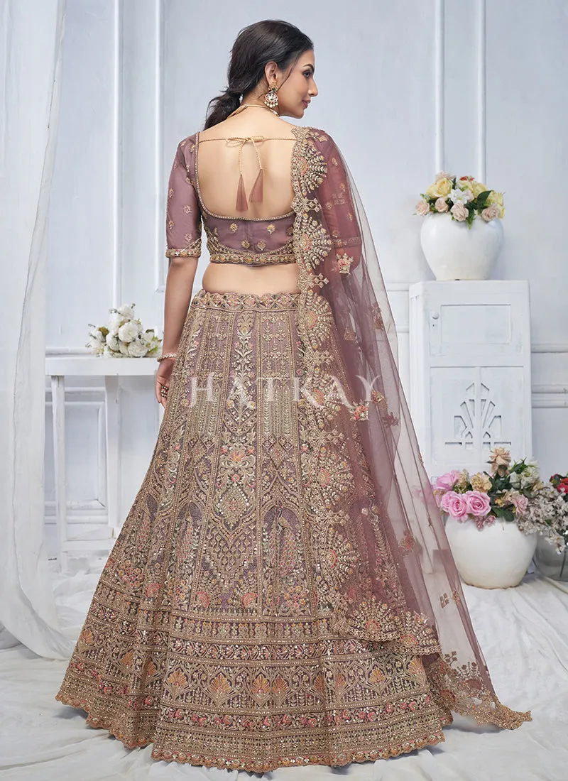 Mauve Purple Multi Embroidery Bridal Lehenga Choli