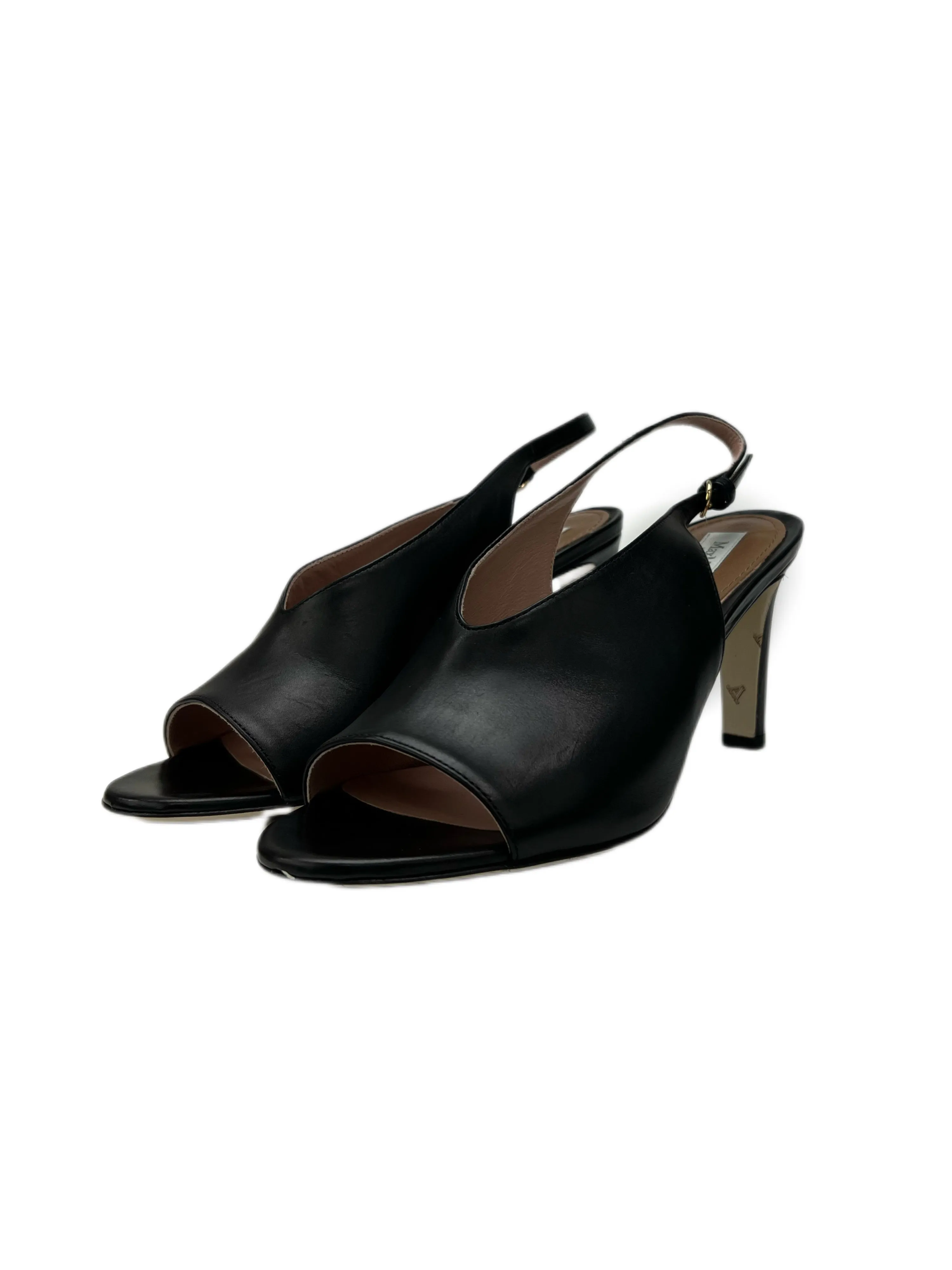 Max Mara Women's Black Pecora Slingback Heeled Sandals Size 7 NWB