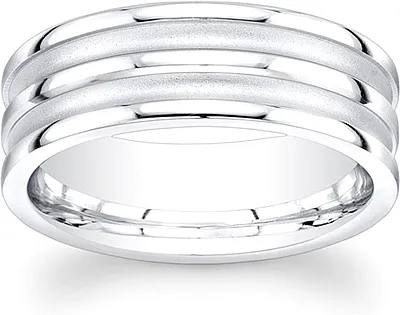 Men's Satin & High Polished Wedding Band-7.5mm