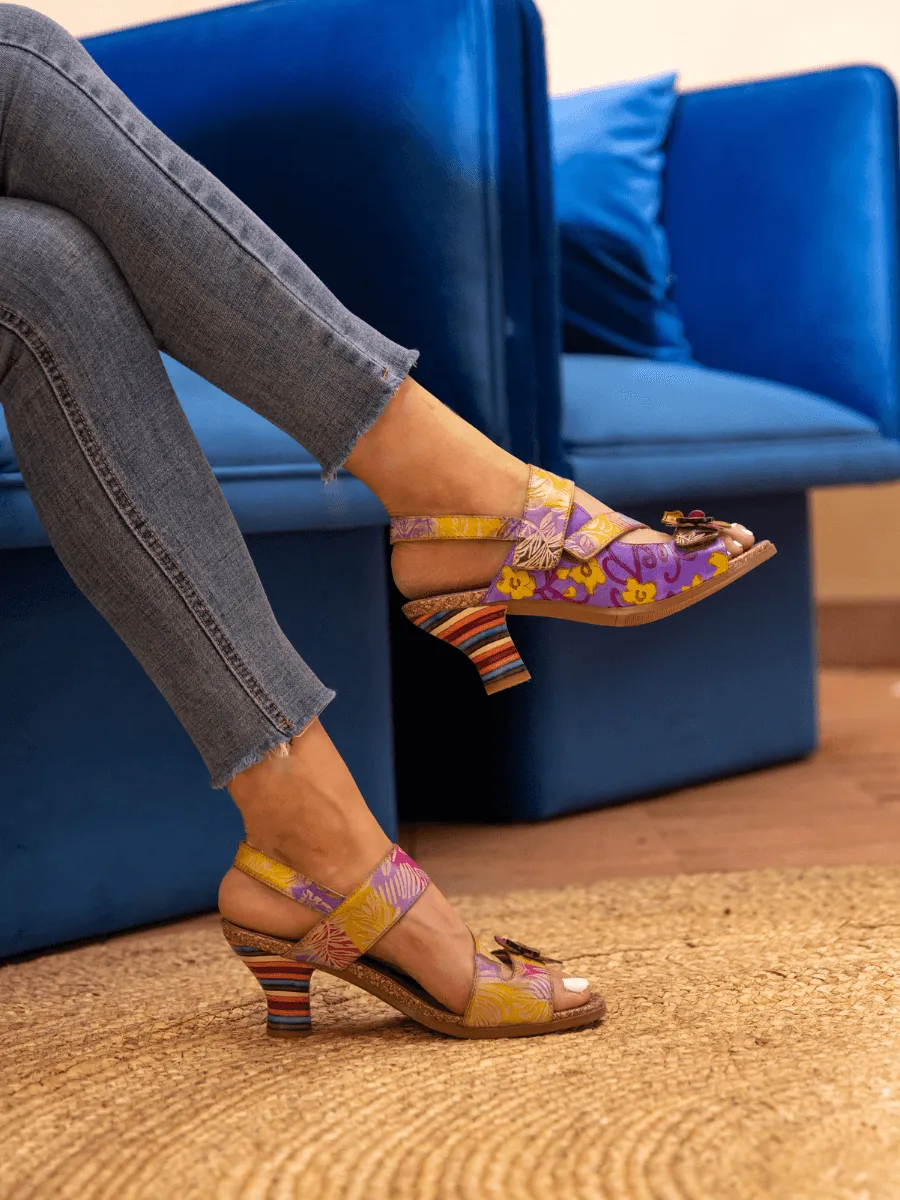 Midnight Sol Floral Leather Slingback Sandal