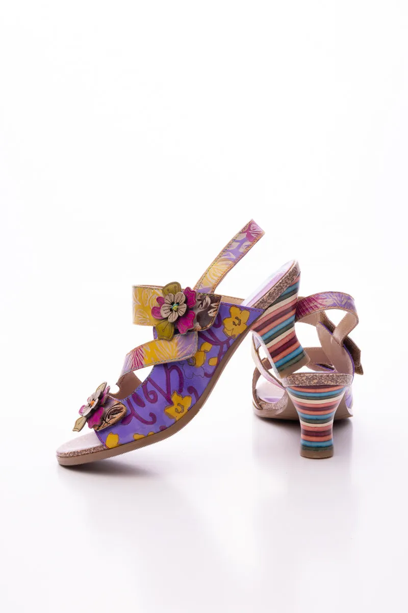 Midnight Sol Floral Leather Slingback Sandal