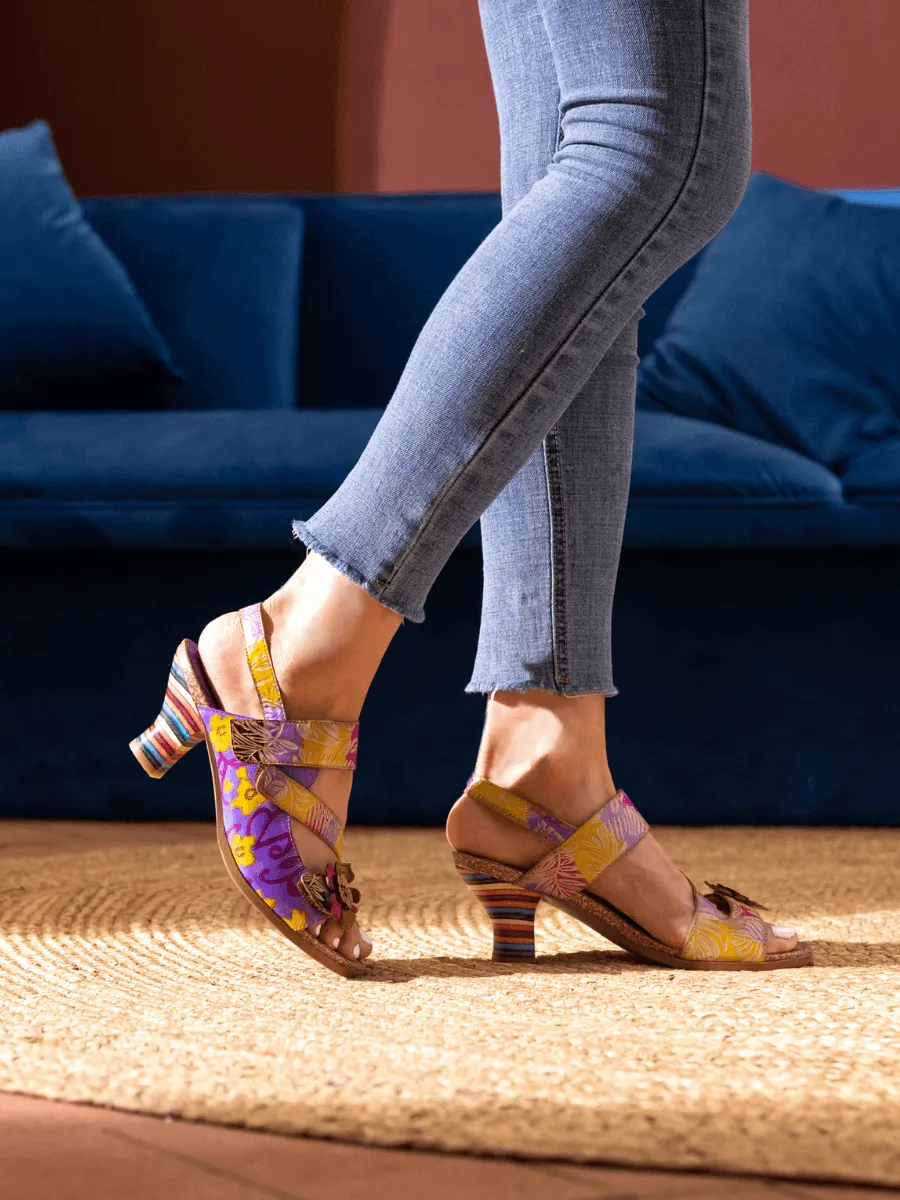 Midnight Sol Floral Leather Slingback Sandal