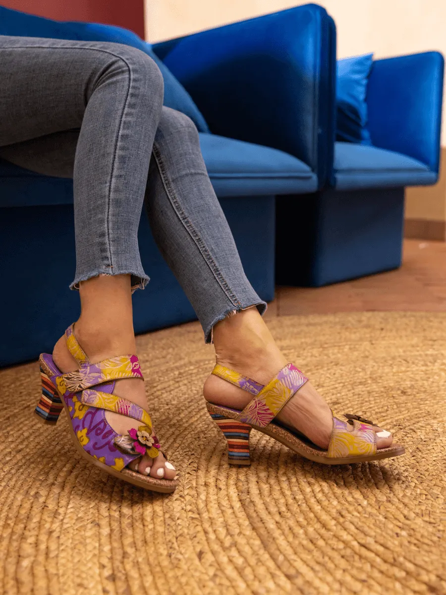 Midnight Sol Floral Leather Slingback Sandal