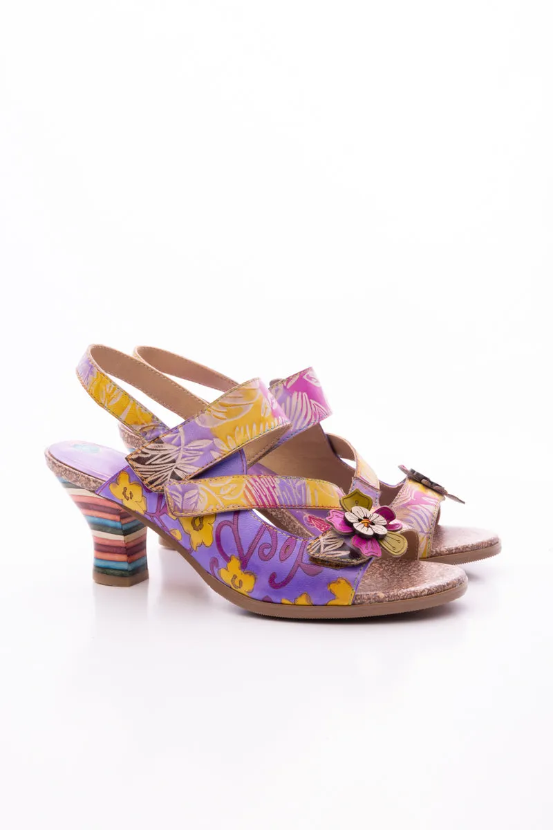 Midnight Sol Floral Leather Slingback Sandal