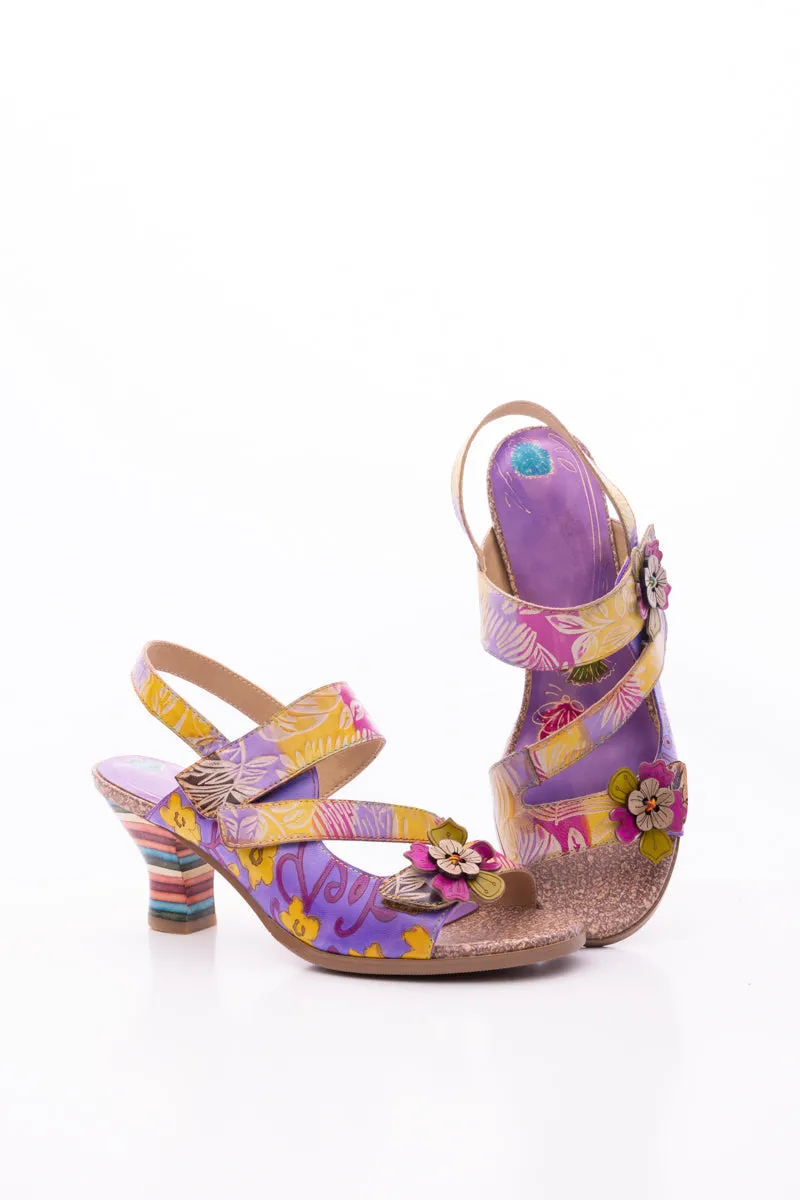 Midnight Sol Floral Leather Slingback Sandal