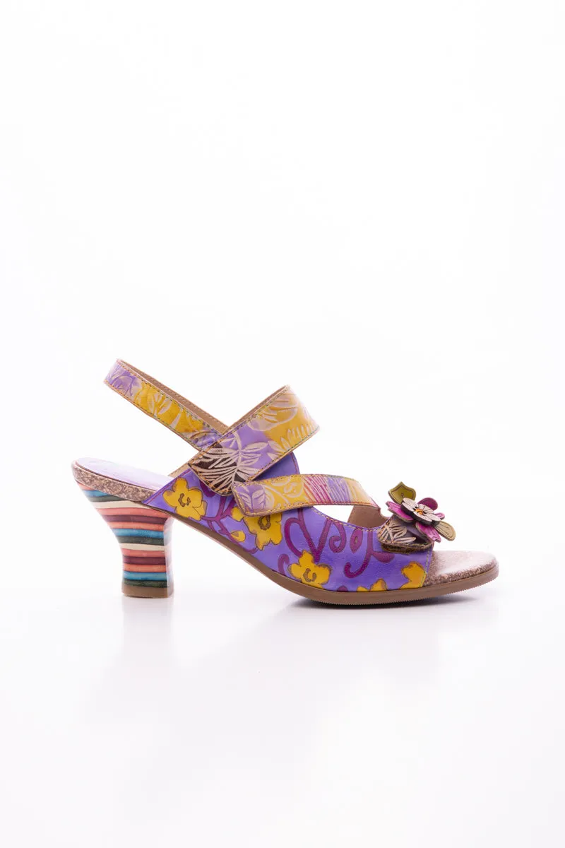 Midnight Sol Floral Leather Slingback Sandal