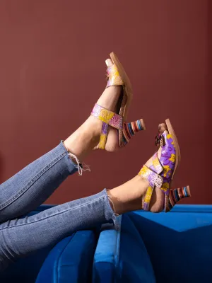 Midnight Sol Floral Leather Slingback Sandal