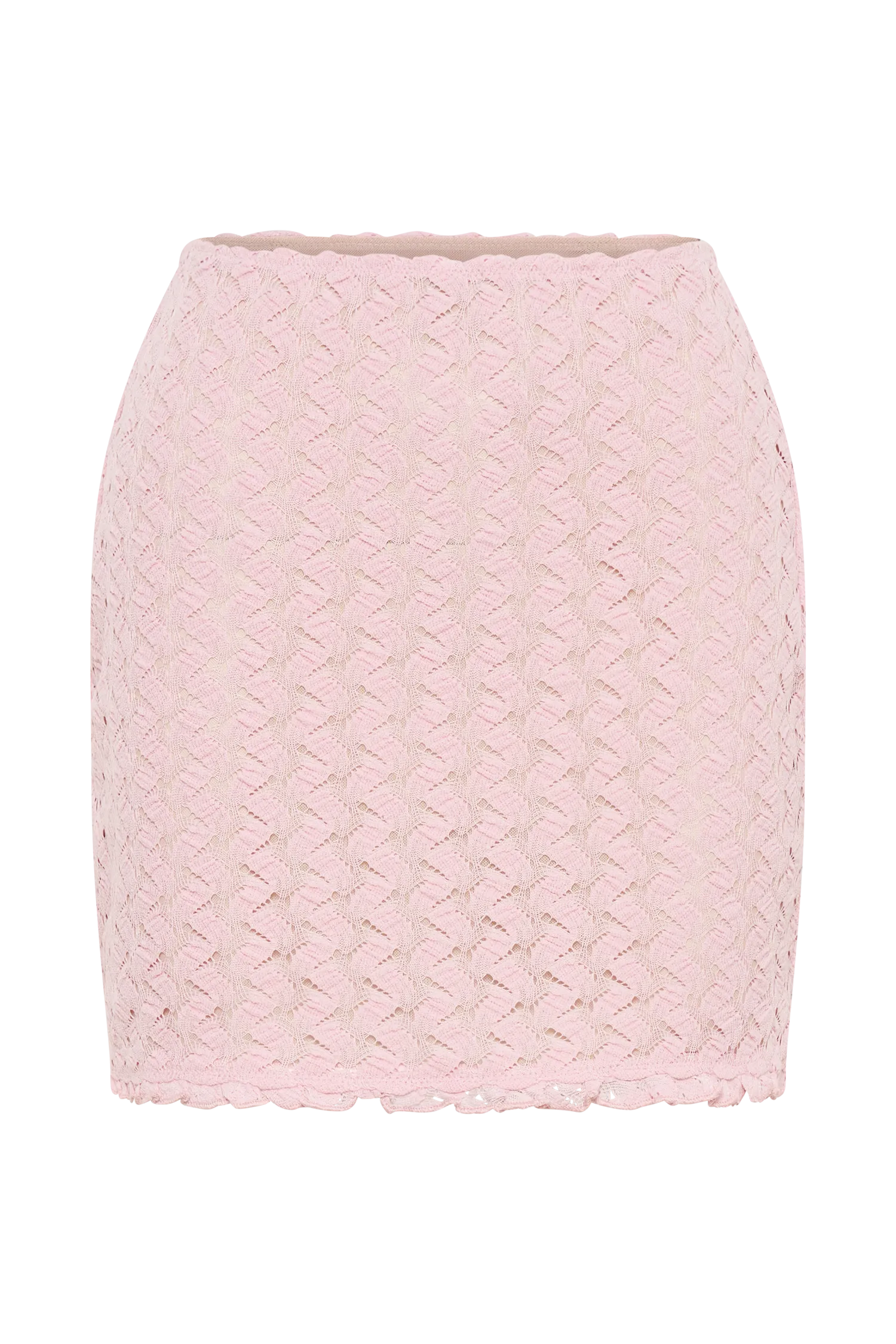 Morgan Mesh And Lace Mini Skirt - Powder Pink