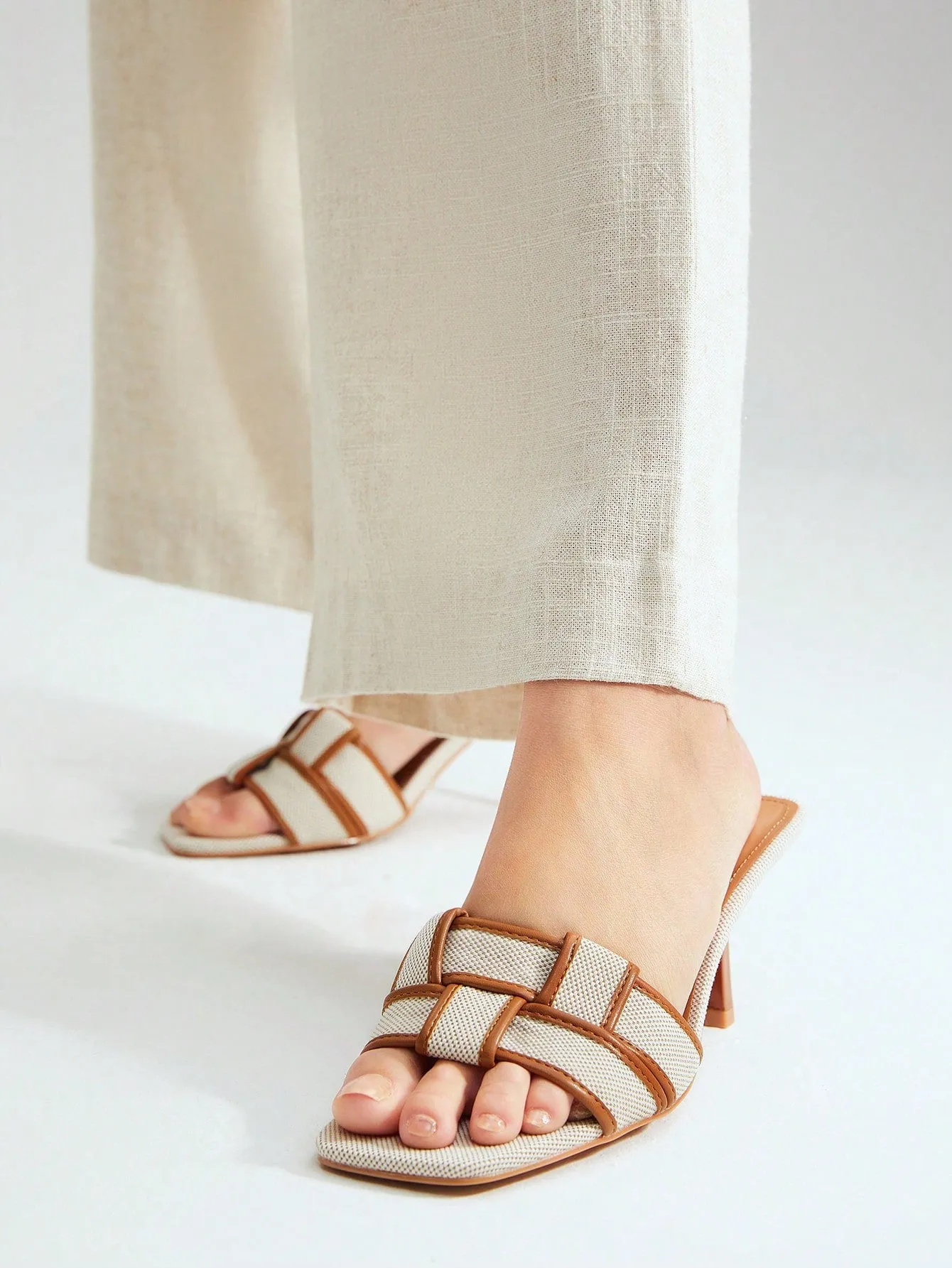 MOTF PREMIUM BRAIDED HEELED MULE SANDALS