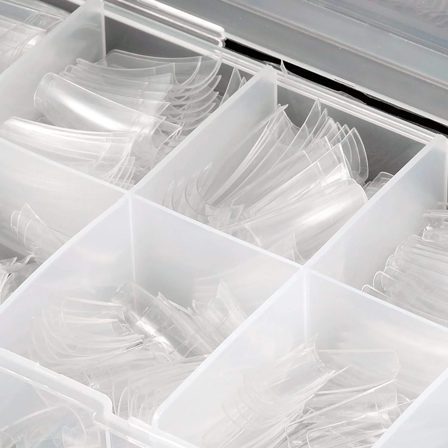 MPNETDEAL 500Pcs French False Nail Tips Fake Half Cover Artificial Acrylic Nails Extension Tips with Storage Box 10 Size for Nail salon or Home Use (Clear)