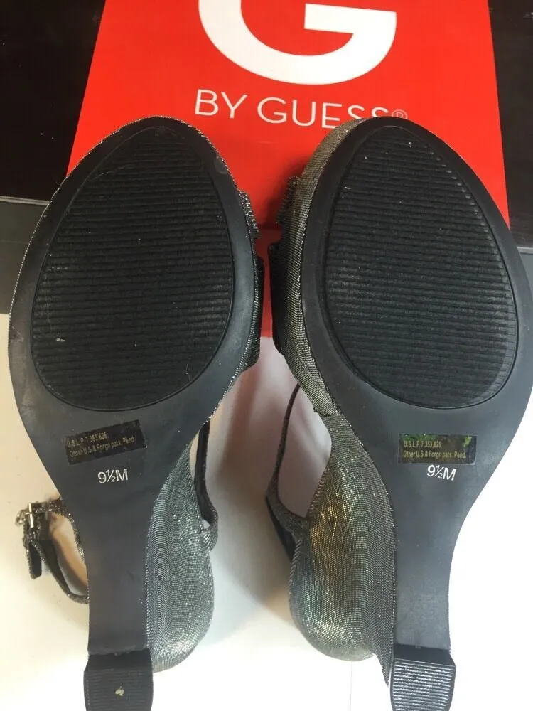 New G By Guess Silver Saleena Wedge Platform 9 1/2 9.5 Sandal