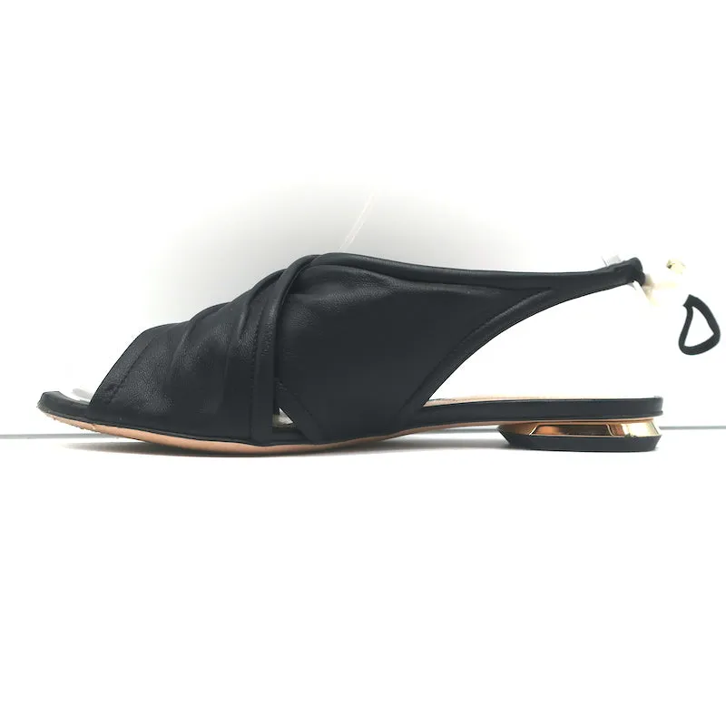 Nicholas Kirkwood Delfi Faux Pearl Slingback Sandals Black Leather Size 37