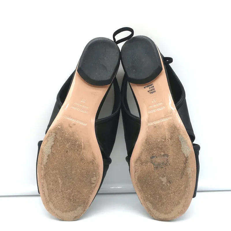 Nicholas Kirkwood Delfi Faux Pearl Slingback Sandals Black Leather Size 37