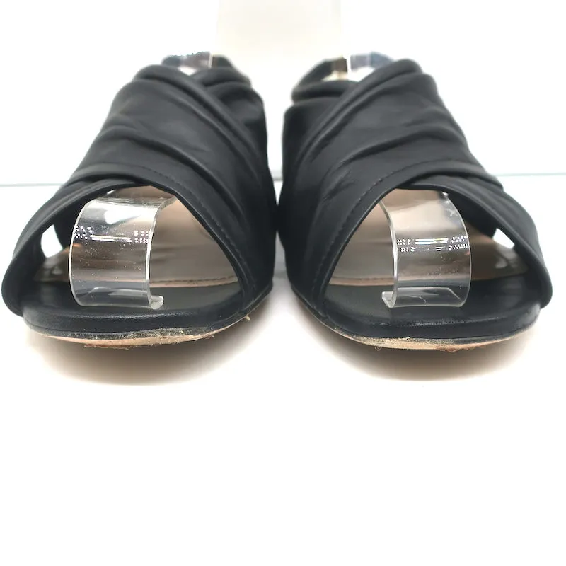 Nicholas Kirkwood Delfi Faux Pearl Slingback Sandals Black Leather Size 37