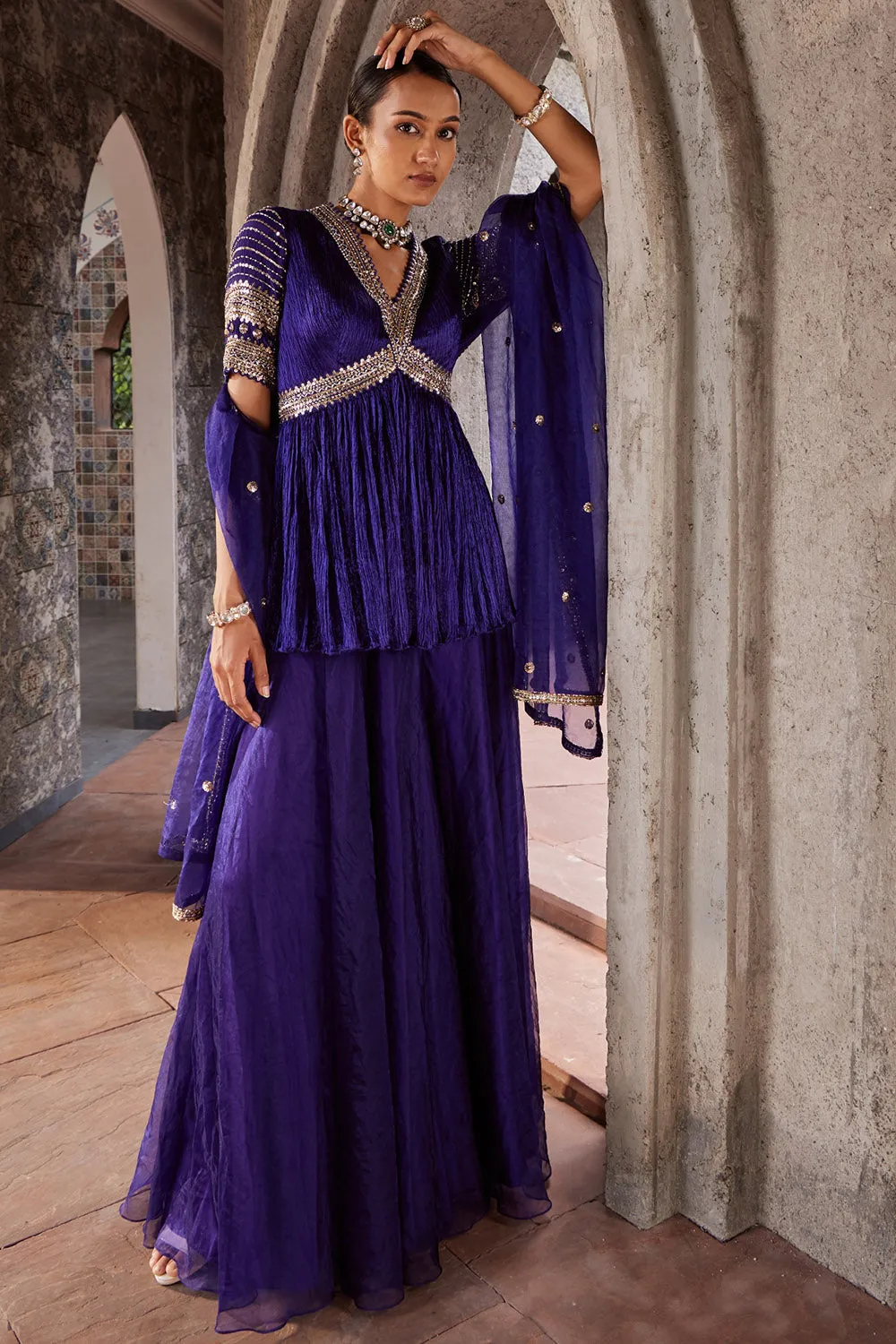 Organza Purple Sharara Set