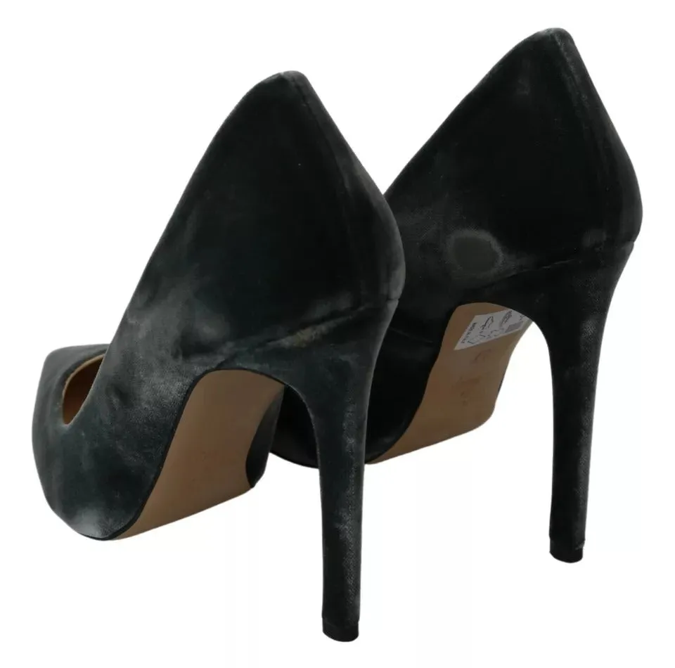 Ovyé Gray Velvet Dress Stiletto Pumps Shoes