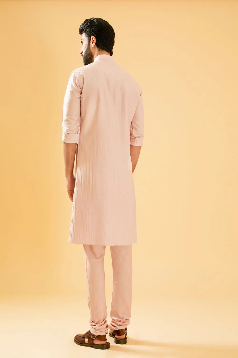 Peach Pink Silk Kurta