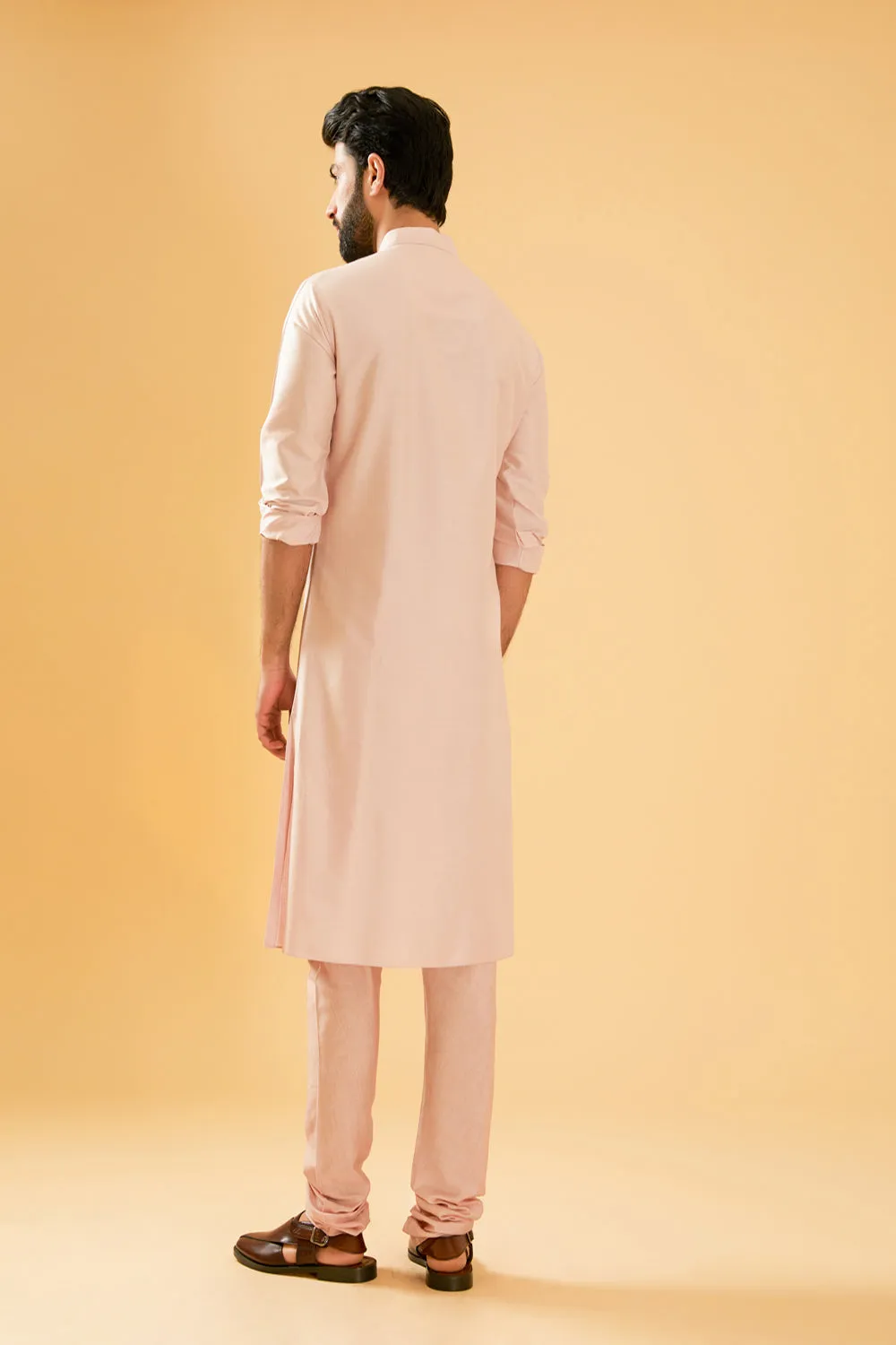 Peach Pink Silk Kurta