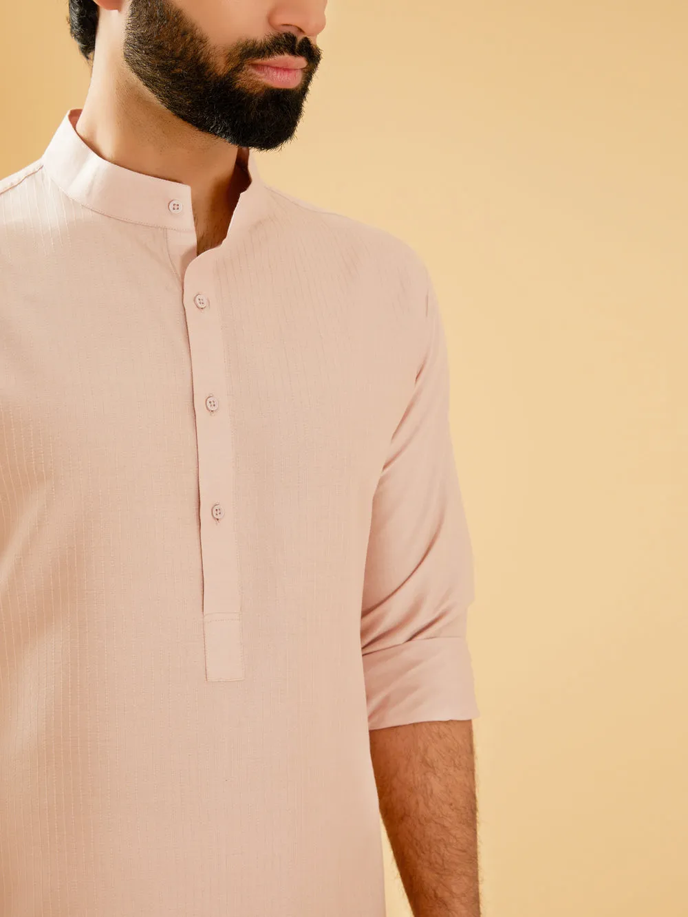 Peach Pink Silk Kurta