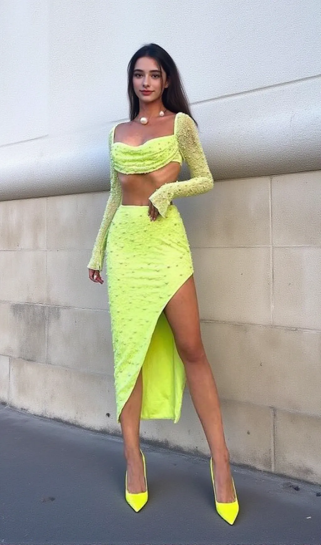 PEARL LONE SLEEVE TWO PIECE DRESS