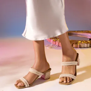 Perla Gold Heels For Women