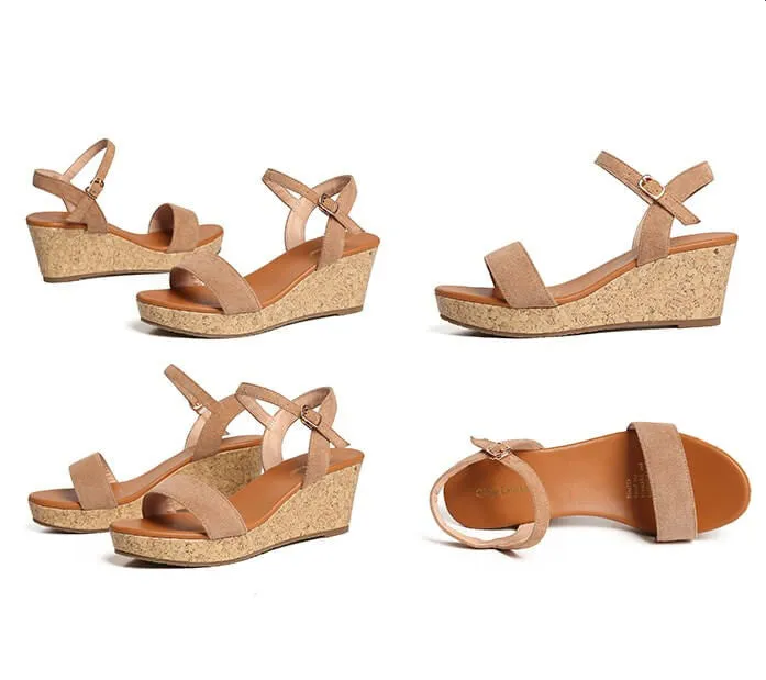 Petite Size Ankle Strap Wedge Heel Sandals Clement