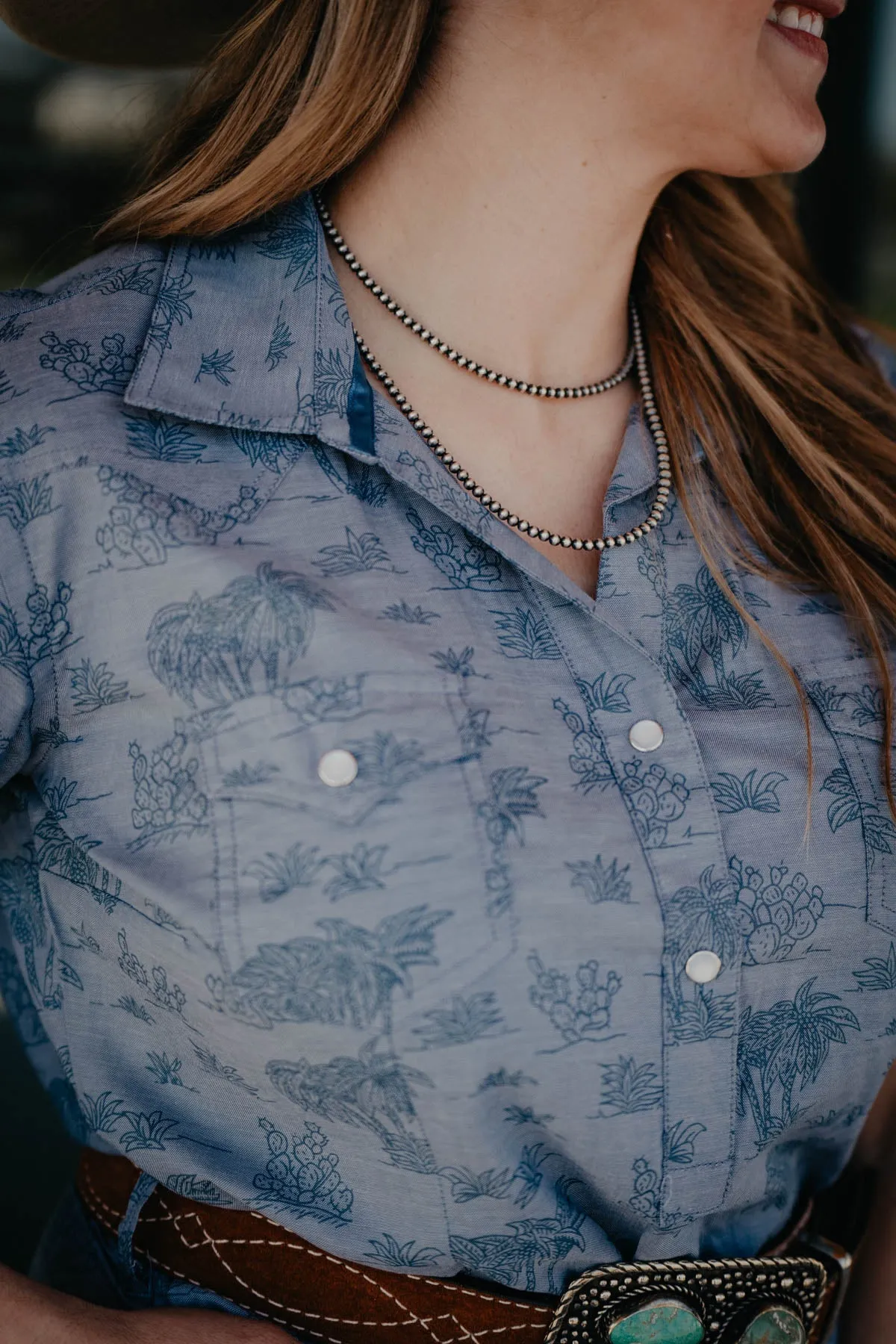 ‘Peyote’ Short Sleeve Pearl Snap Dress (M XL XXL ONLY)