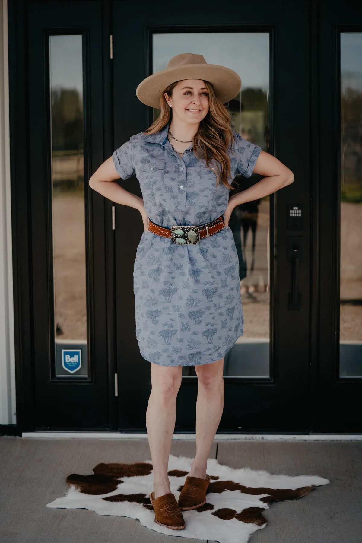 ‘Peyote’ Short Sleeve Pearl Snap Dress (M XL XXL ONLY)