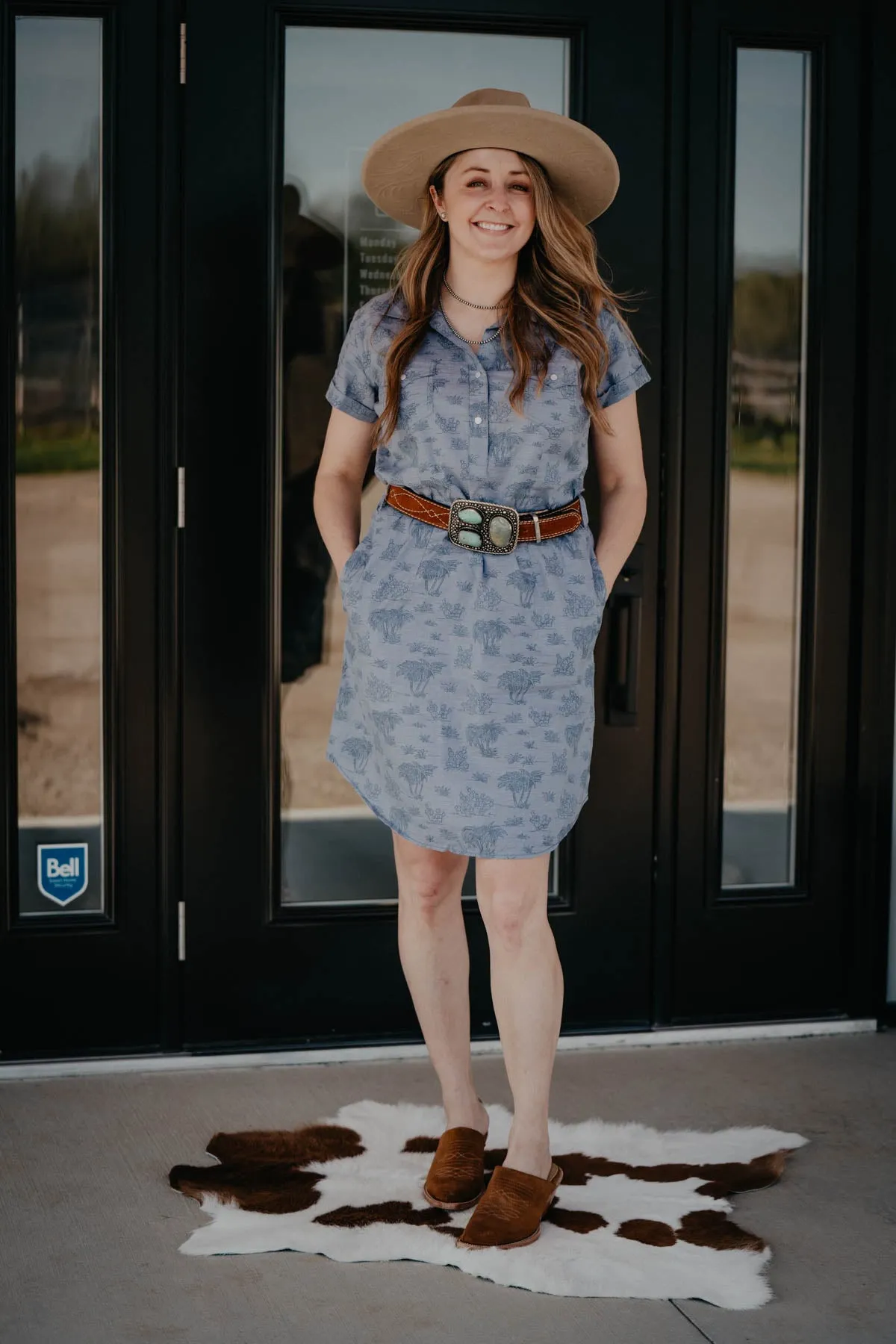 ‘Peyote’ Short Sleeve Pearl Snap Dress (M XL XXL ONLY)