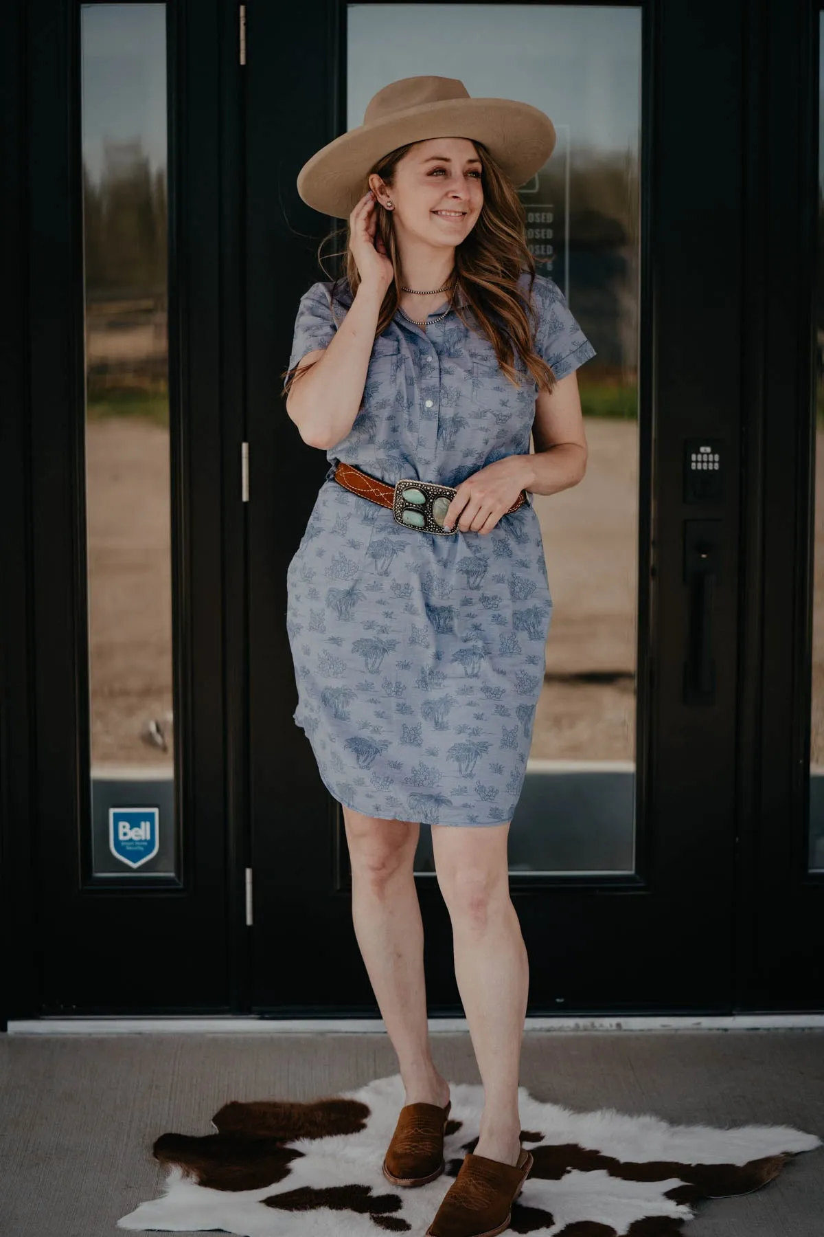‘Peyote’ Short Sleeve Pearl Snap Dress (M XL XXL ONLY)