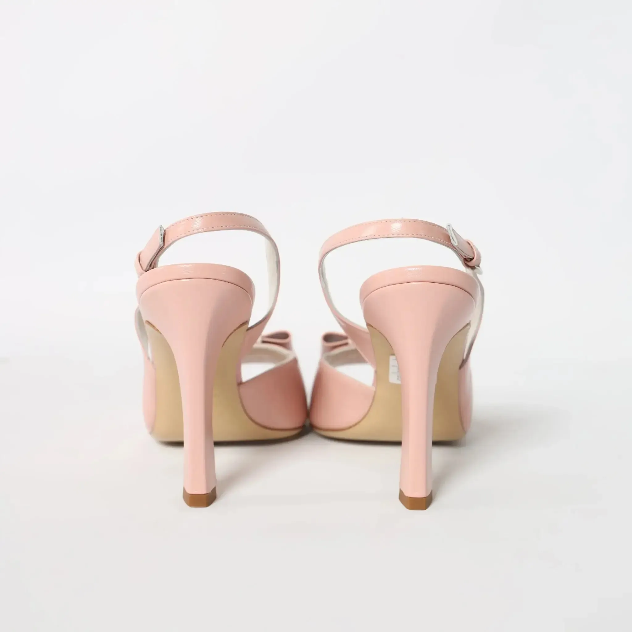 Pink Square Toe Bow Slingback Women's Italian Heels
