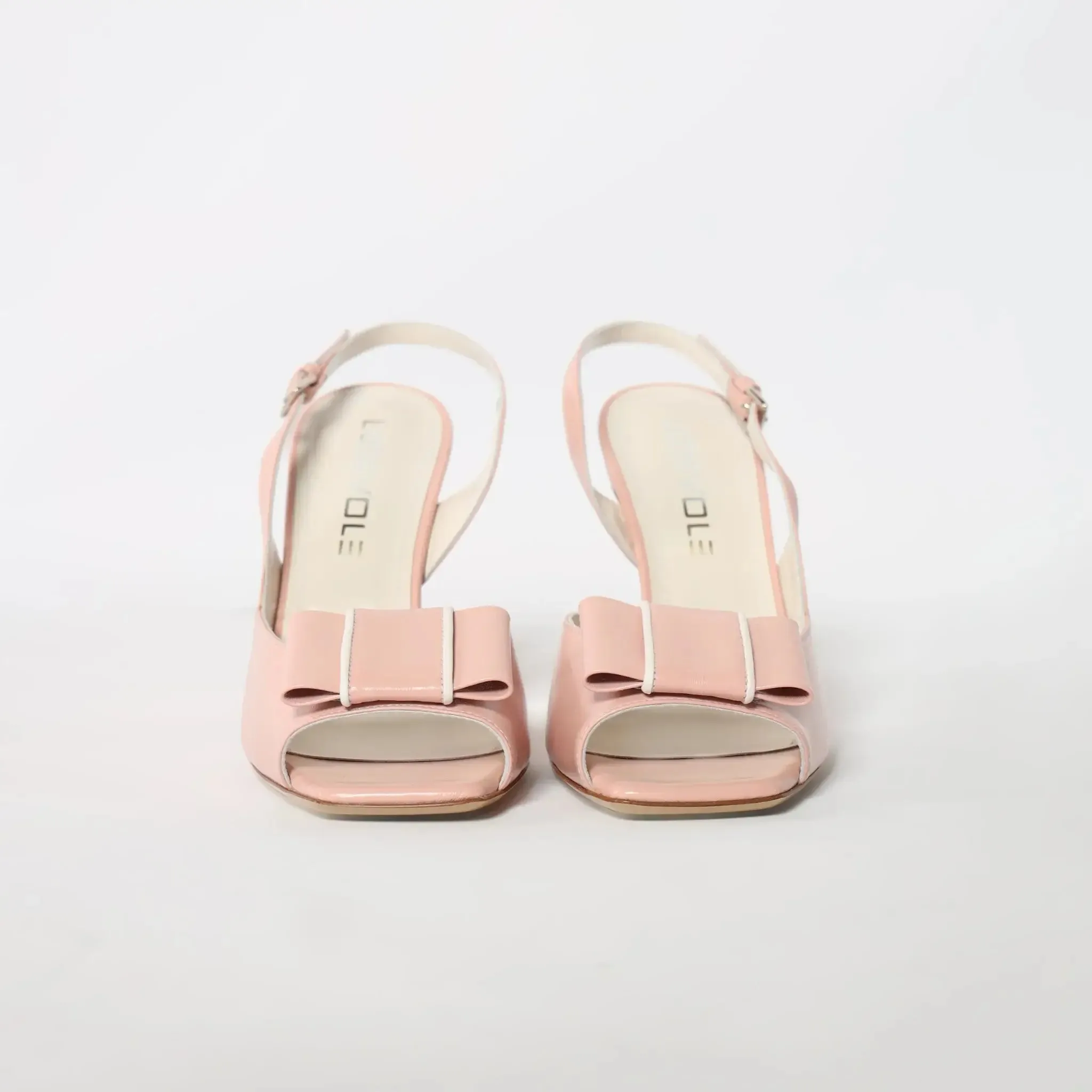 Pink Square Toe Bow Slingback Women's Italian Heels