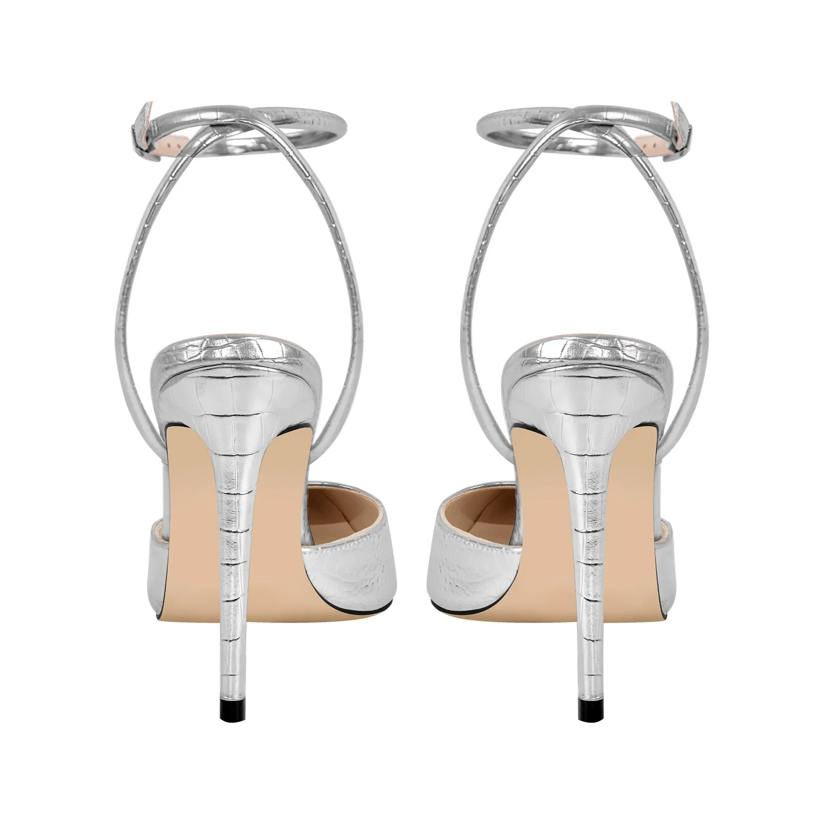 Pointed Toe Stiletto Ankle Strap Pumps