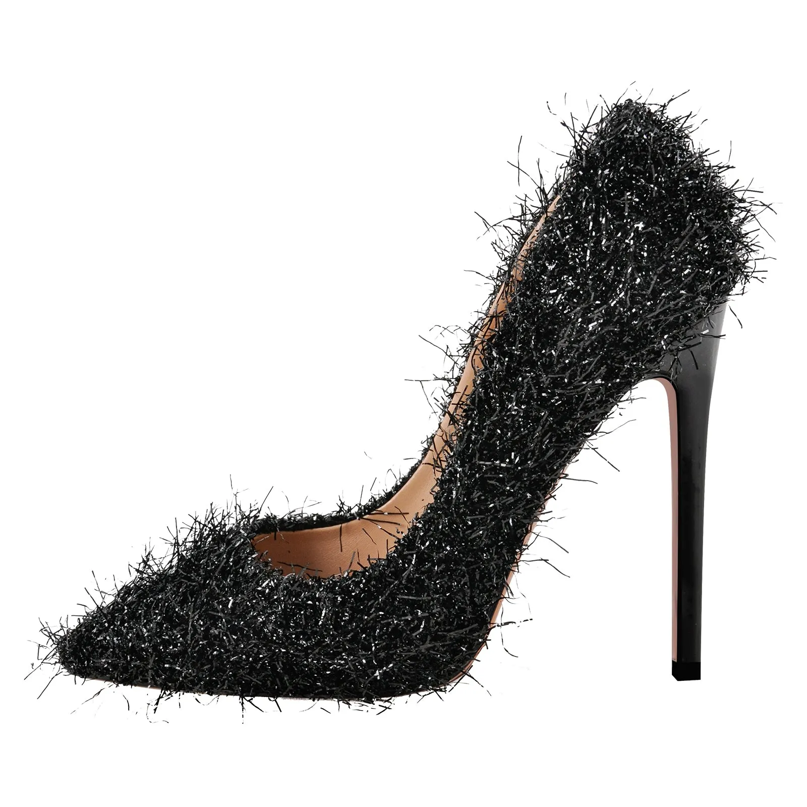 Pointed Toe Tinsel Stiletto High Heels