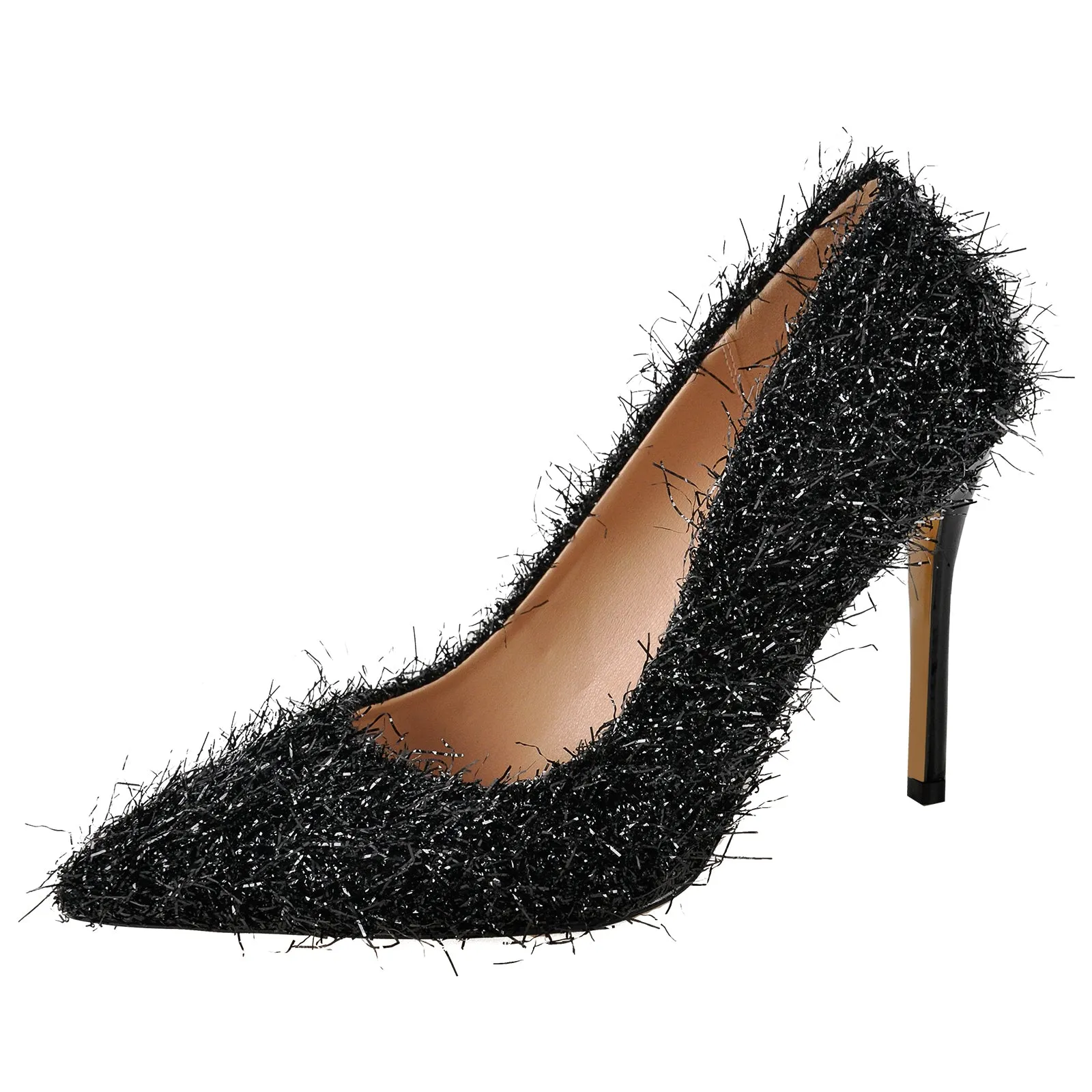 Pointed Toe Tinsel Stiletto High Heels