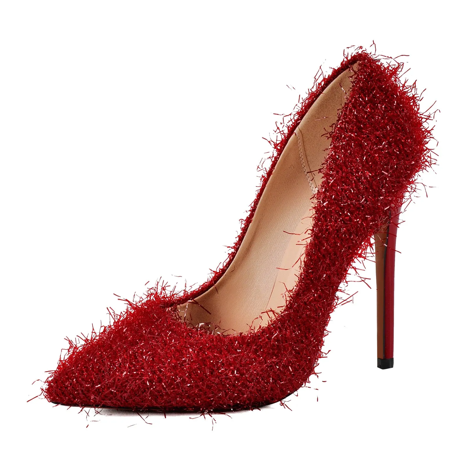 Pointed Toe Tinsel Stiletto High Heels