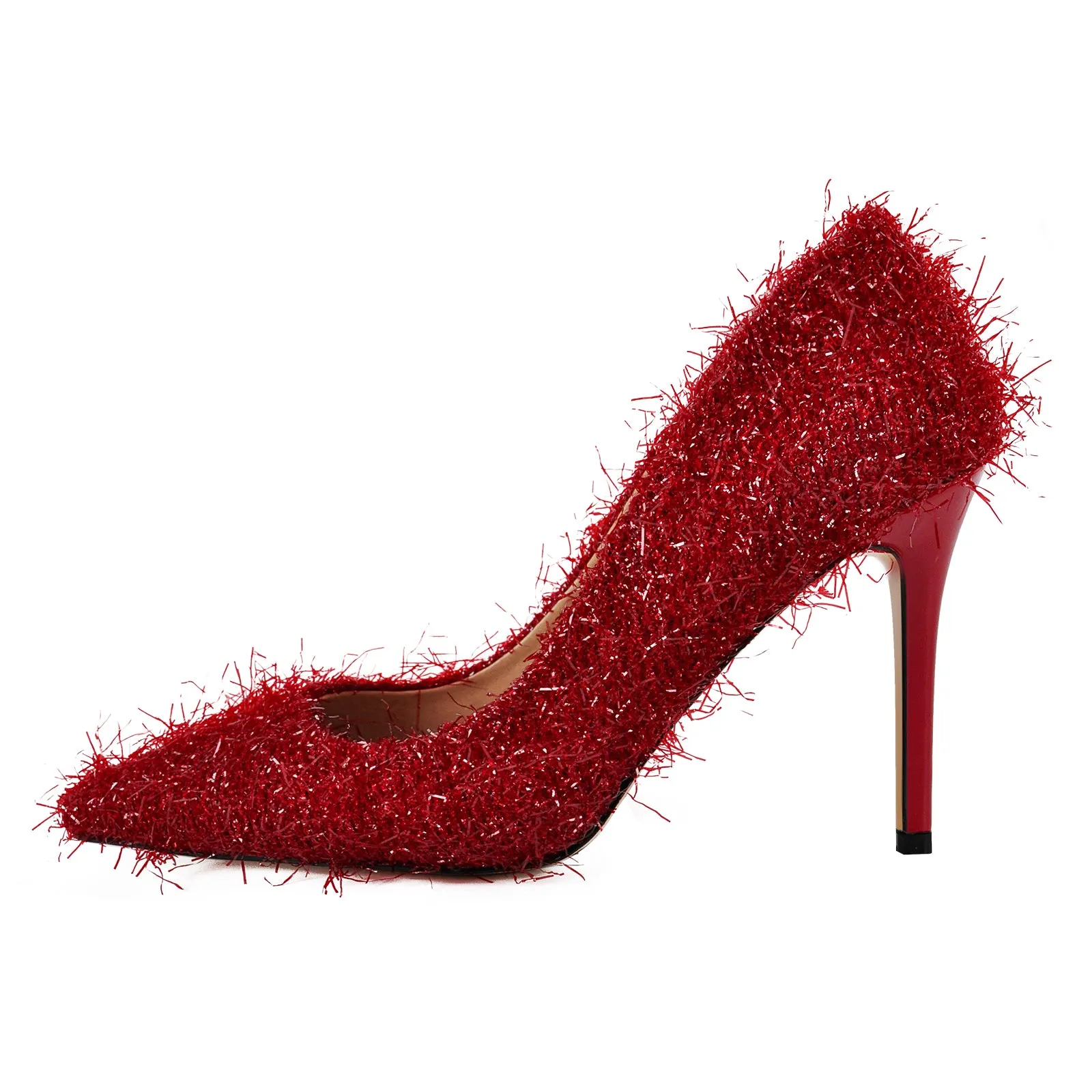 Pointed Toe Tinsel Stiletto High Heels