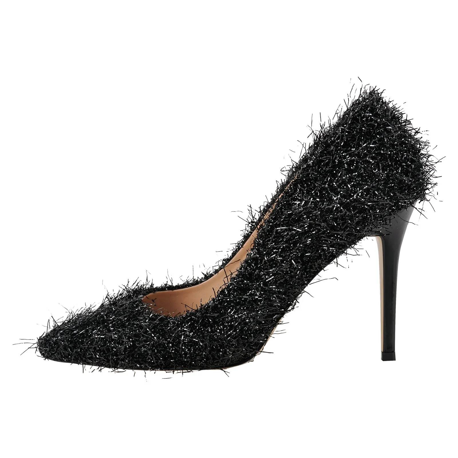 Pointed Toe Tinsel Stiletto High Heels