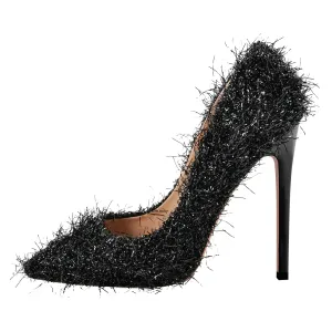 Pointed Toe Tinsel Stiletto High Heels
