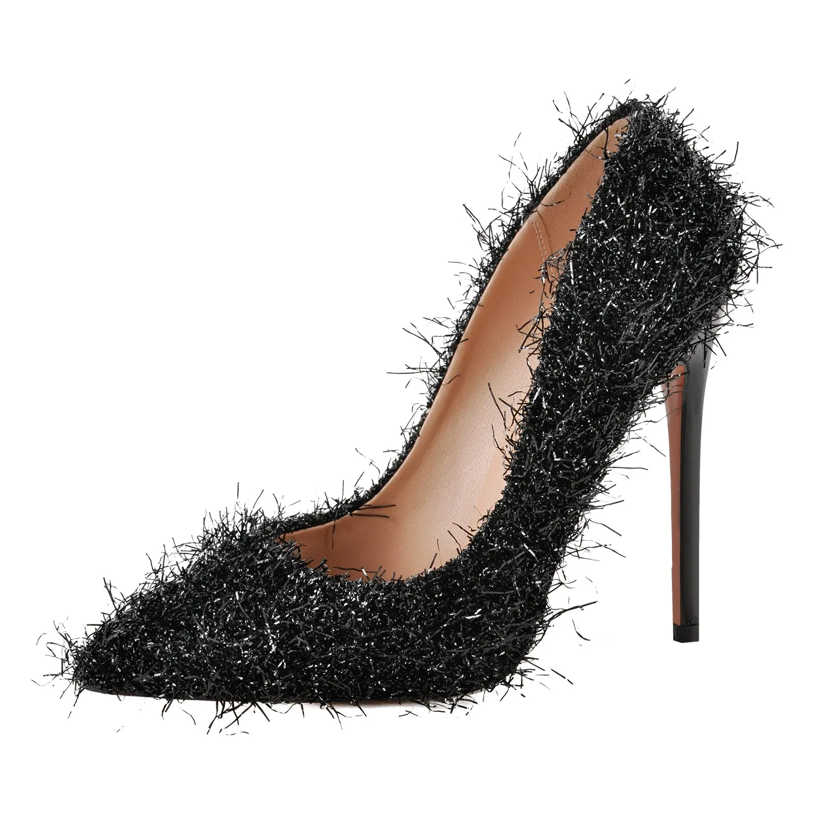 Pointed Toe Tinsel Stiletto High Heels